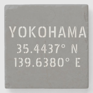 Posavasos De Piedra Latitud y Longitud de Yokohama  