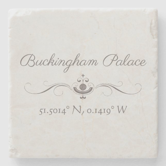 Posavasos De Piedra Latitud y longitud del Palacio de Buckingham (Anverso)