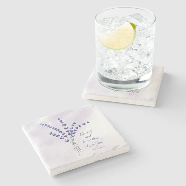 Posavasos De Piedra Lavanda de aliento cristiano con escrituras (Lateral)