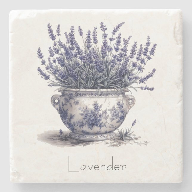 Posavasos De Piedra Lavanda en el personalizable azul Delft (Anverso)