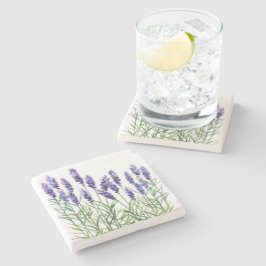 Posavasos De Piedra Lavanda pintada con acuarelas
