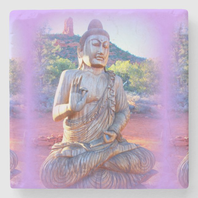Posavasos De Piedra lavender aura buddha (Anverso)