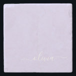 Posavasos De Piedra Lavender Purple Modern Script Girly Monograma Nomb<br><div class="desc">Lavender Purple Simple Script Monograma Nombre Tile Piedra. Esto hace que la graduación perfecta,  dulce cumpleaños de 16 años,  boda,  ducha de novia,  aniversario,  ducha de bebé o fiesta de soltera sea un regalo para alguien que ama el lujo glam y los estilos de moda.</div>