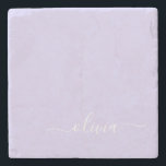 Posavasos De Piedra Lavender Purple Modern Script Girly Monograma Nomb<br><div class="desc">Lavender Purple Simple Script Monograma Nombre Tile Piedra. Esto hace que la graduación perfecta,  dulce cumpleaños de 16 años,  boda,  ducha de novia,  aniversario,  ducha de bebé o fiesta de soltera sea un regalo para alguien que ama el lujo glam y los estilos de moda.</div>
