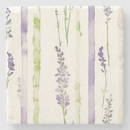 Posavasos De Piedra Lavender Stripes Floral