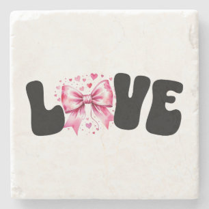 Posavasos De Piedra Lazo Coqueto Palabra Amor 