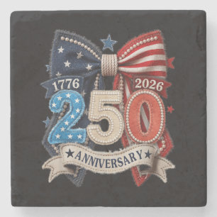 Posavasos De Piedra Lazo de bandera americana 250 aniversario Patrióti