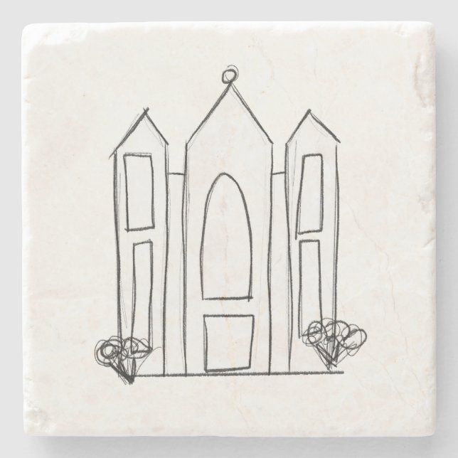 Posavasos De Piedra LDS Salt Lake City Temple simple mormón moderno (Anverso)