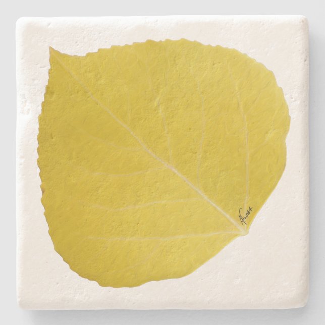 Posavasos De Piedra Leaf amarillo #5 (Anverso)