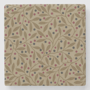 Posavasos De Piedra Leaf Berry Classic Colored Bonito Pattern Art