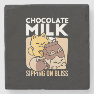 Posavasos De Piedra Leche de Chocolate Sorbiendo Felicidad – Comida de