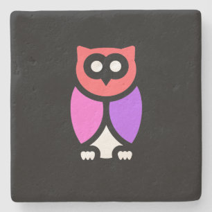 Posavasos De Piedra Lechuza nocturna, bello rosa y rojo, arte pop abst