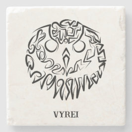 Posavasos De Piedra Lechuza Tribal Negra y Blanca