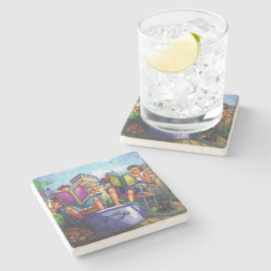 Posavasos De Piedra Lectura en verano