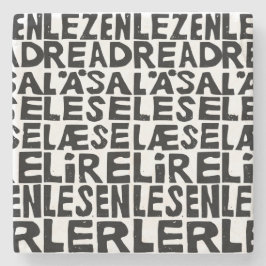 Posavasos De Piedra "Leer" en blanco y negro en 8 idiomas corte de lin