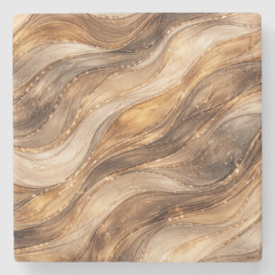 Posavasos De Piedra Leggings de Patrón Abstracto de Ondas de Cobre Dor