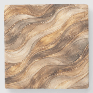 Posavasos De Piedra Leggings de Patrón Abstracto de Ondas de Cobre Dor