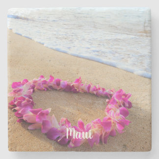Posavasos De Piedra Lei hawaiano en la playa Sandy