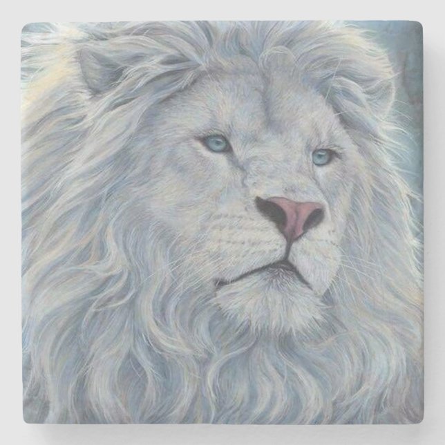 Posavasos De Piedra León Blanco (Anverso)