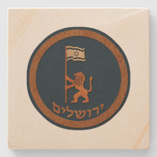 Posavasos De Piedra León del Día de Jerusalén con bandera