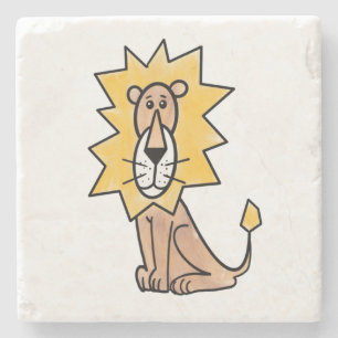 Posavasos De Piedra león lindo dibujos animados niños retro safari sel