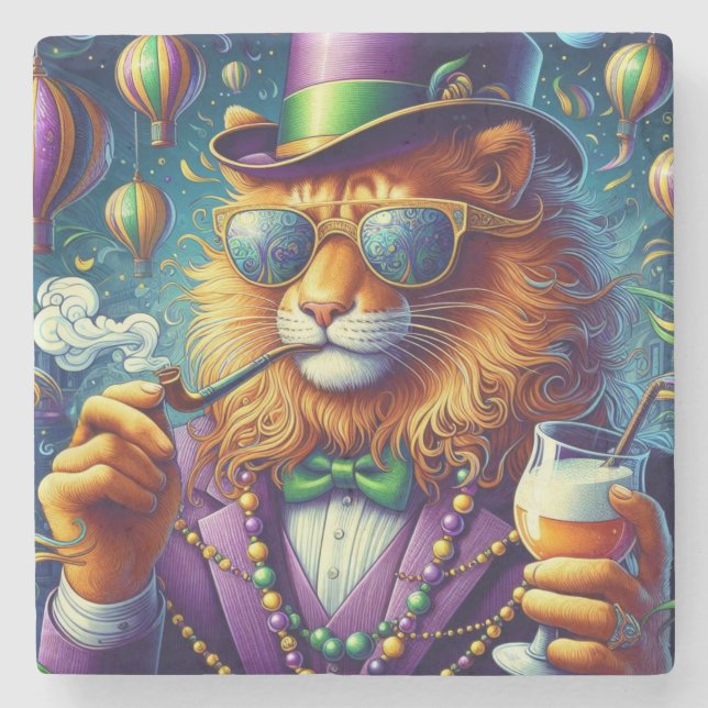 Posavasos De Piedra León/Mardi Gras de Luisiana (Anverso)
