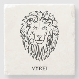 Posavasos De Piedra León tribal blanco y negro