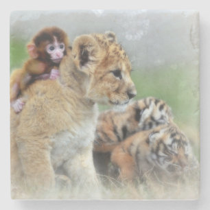 Posavasos De Piedra Leones, Tigre y Mono