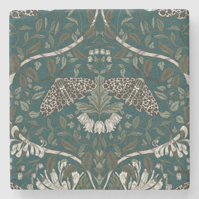 Posavasos De Piedra Leopard Moth and Honeysuckle Botanage (Anverso)