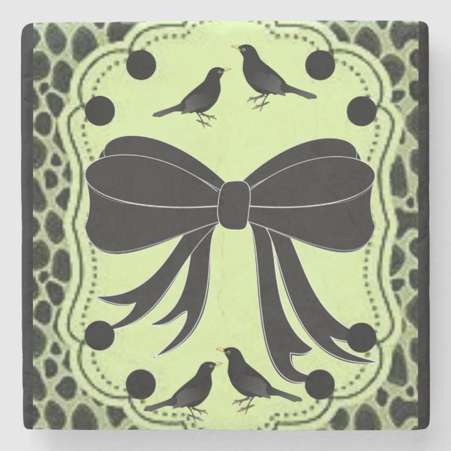 Posavasos De Piedra Leopardo de montaña de piedra de mármol (Anverso)