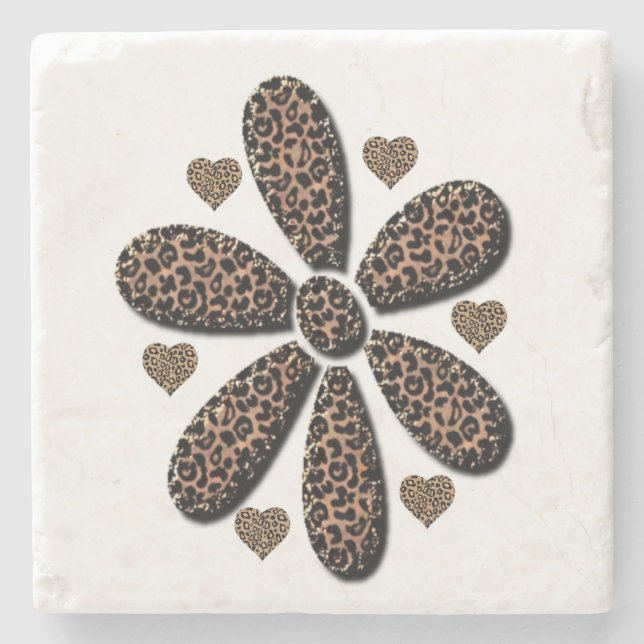 Posavasos De Piedra Leopardo de montaña de piedra de mármol (Anverso)