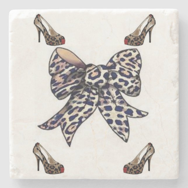 Posavasos De Piedra Leopardo de montaña de piedra de mármol (Anverso)