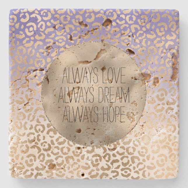 Posavasos De Piedra Leopardo de Ombre de Ombre Blanco Girly Purple (Anverso)