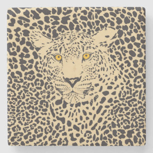 Posavasos De Piedra Leopardo negro y beige camuflado en puntos