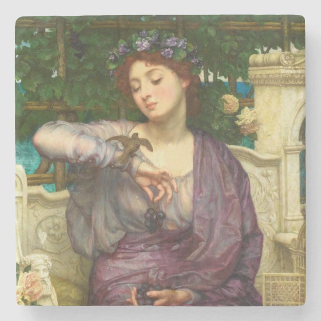 Posavasos De Piedra Lesbia y su resplandor (por Edward John Poynter) (Anverso)