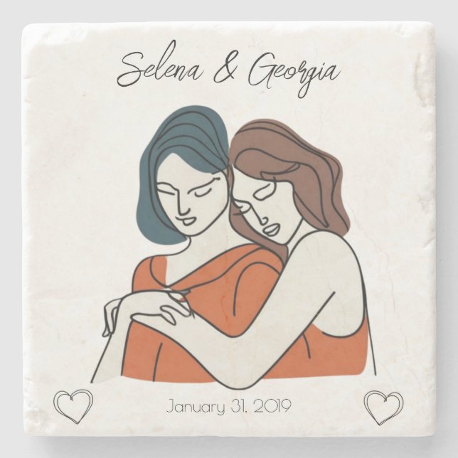 Posavasos De Piedra Lesbiana personalizada (Anverso)