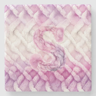 Posavasos De Piedra Letra blanca morada cálida rosa S