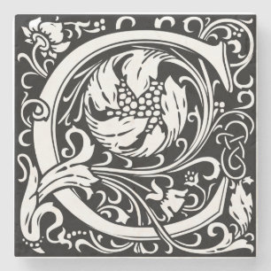 Posavasos De Piedra Letra C Monograma Arte Nouveau Medieval
