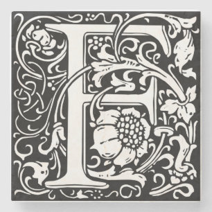 Posavasos De Piedra Letra F Monograma medieval Art Nouveau