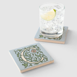 Posavasos De Piedra Letra floral luminosa C