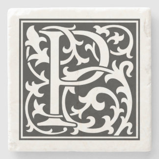 Posavasos De Piedra Letra inicial estilo William Morris P