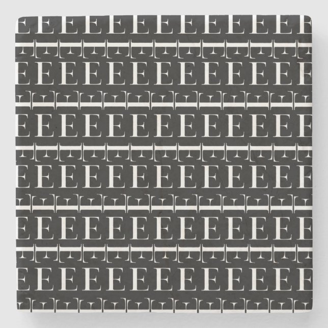 Posavasos De Piedra Letra inicial monograma E (Anverso)