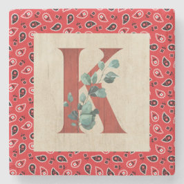 Posavasos De Piedra Letra kh de madera de grano y de andana