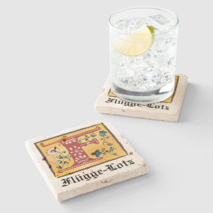 Posavasos De Piedra Letra medieval floral iluminada F Monograma