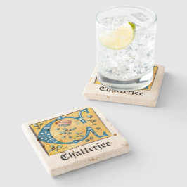 Posavasos De Piedra Letra medieval floral iluminada Monograma C