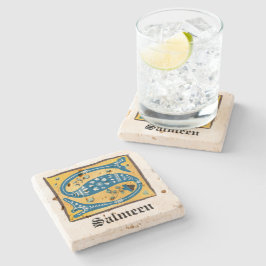 Posavasos De Piedra Letra medieval floral iluminada Monograma S