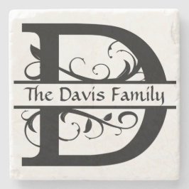 Posavasos De Piedra Letra monograma D escayola de piedra personalizada