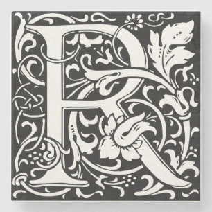 Posavasos De Piedra Letra R Monograma medieval Art Nouveau