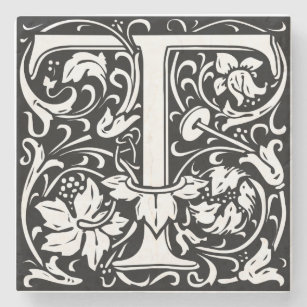 Posavasos De Piedra Letra T Monograma medieval Art Nouveau