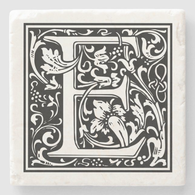 Posavasos De Piedra Letra vintage "E" (Anverso)